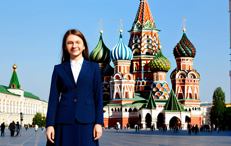 **

A professional businesswoman in Moscow, Russia, wearing a modest, dark blue business suit with a white blouse, standing confidently in front of the iconic St. Basil's Cathedral on Red Square, fully clothed, appropriate attire, safe for work, perfect anatomy, natural proportions, professional photography, high quality, modest clothing, family-friendly. The lighting should be soft and diffused, showcasing the vibrant colors of the cathedral.

**