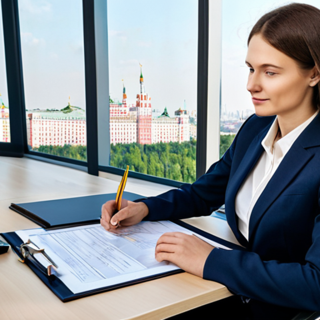 **

A professional financial advisor, fully clothed in a modest, tailored business suit, sitting at a clean desk in a modern office overlooking Moscow's skyline. The advisor is reviewing documents with a calm and confident expression. Safe for work, appropriate content, professional, family-friendly, perfect anatomy, correct proportions, natural pose, well-formed hands, proper finger count, natural body proportions, high quality.

**