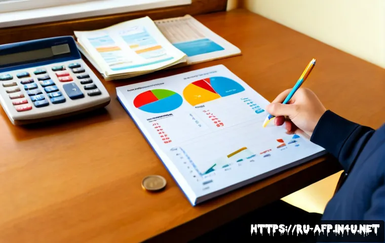 Home 17 AFP 시험 대비 필수 이론 - Photorealistic Russian financial planning exam preparation scene, focused adult student at a tidy wo...